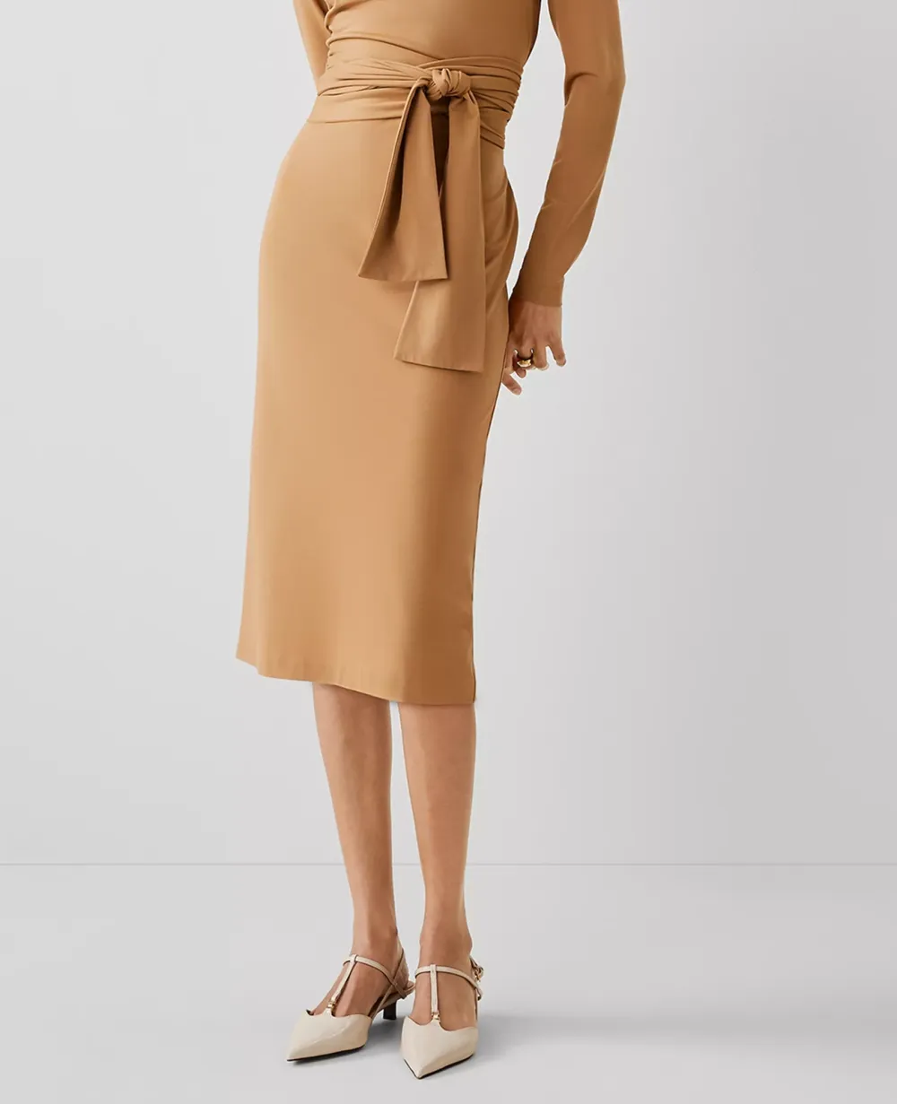 Knit Tie Waist Sheath Dress