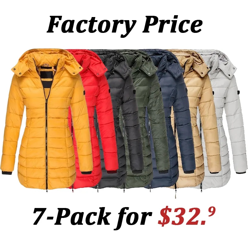 Women's Winter Warm Windproof Waterproof Mid-Length Puffer Jacket