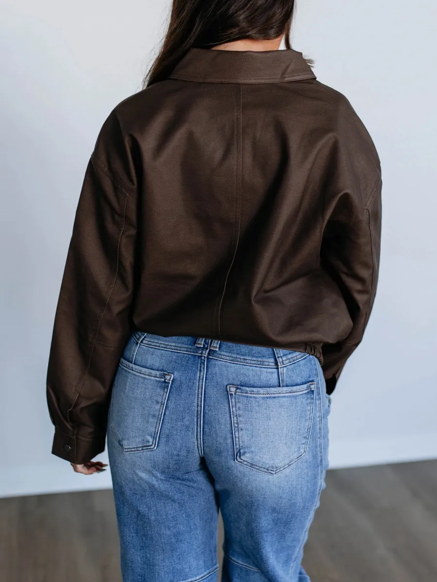 Faux Leather Zip Up Jacket