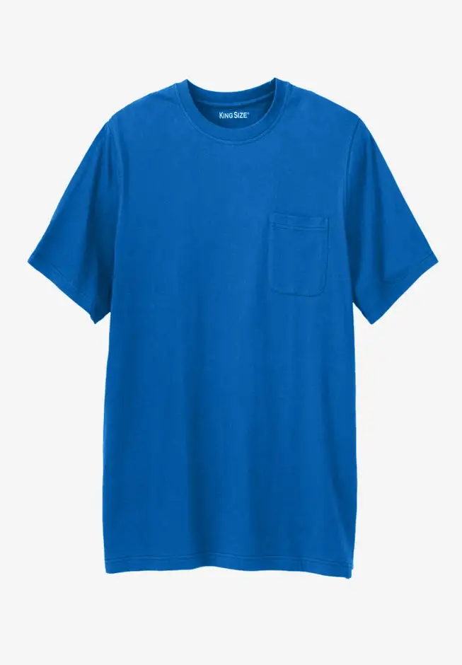 Shrink-Less Lightweight Longer-Length Crewneck Pocket T-Shirt