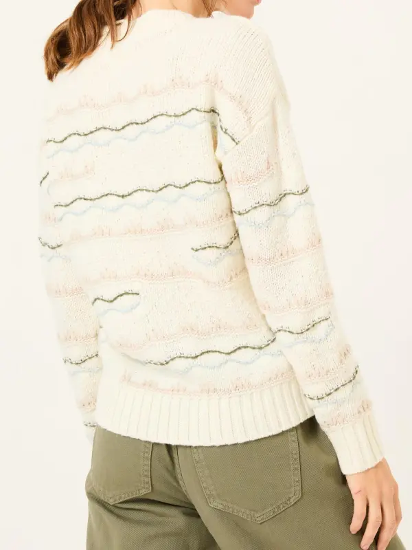 Ivory Pattern Knitted Crew Neck Jumper
