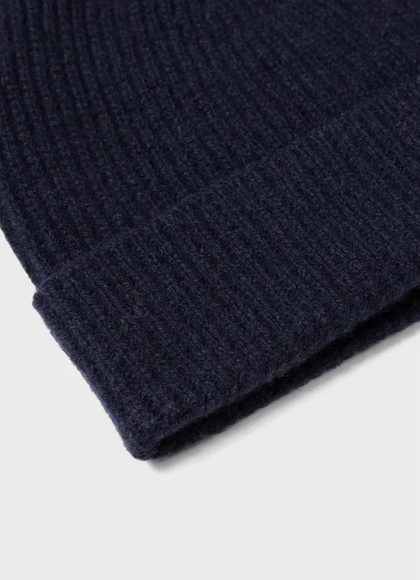 Navy Ribbed Knit Beanie