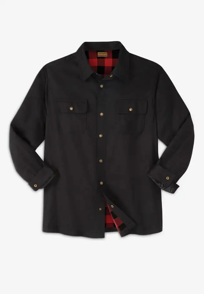 Flannel-Lined Twill Shirt Jacket