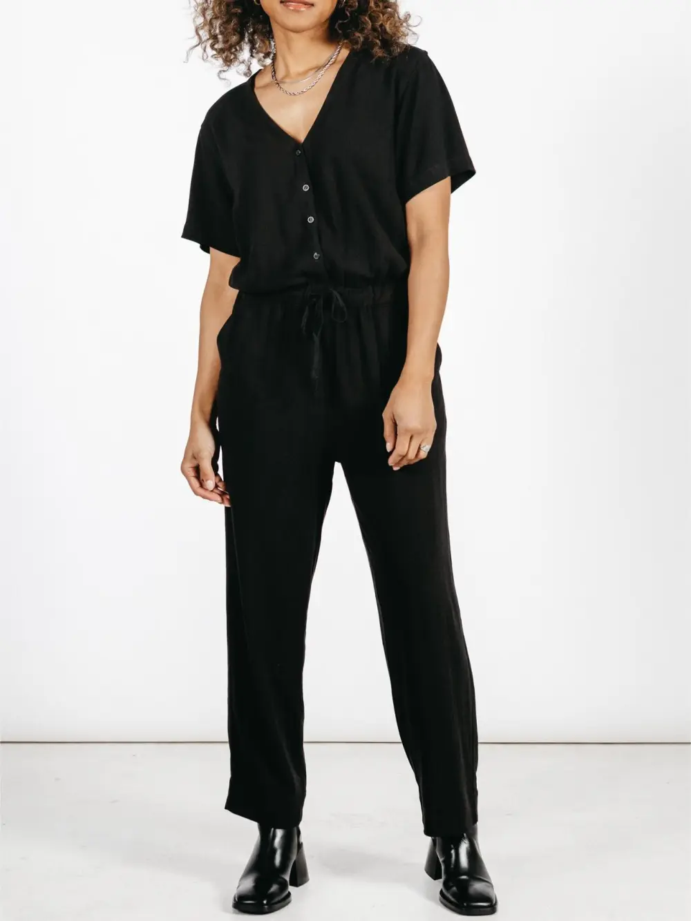 The V-Neck Black Jumpsuit