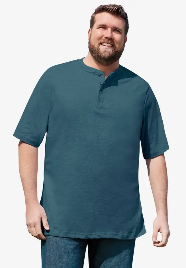 Shrink-Less Lightweight Henley T-Shirt