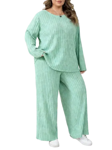 Plus Size Women's Casual Two-Piece T-Shirt & Pants Set