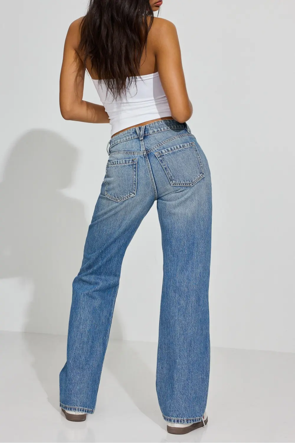 Casual Style Straight Blue Jeans
