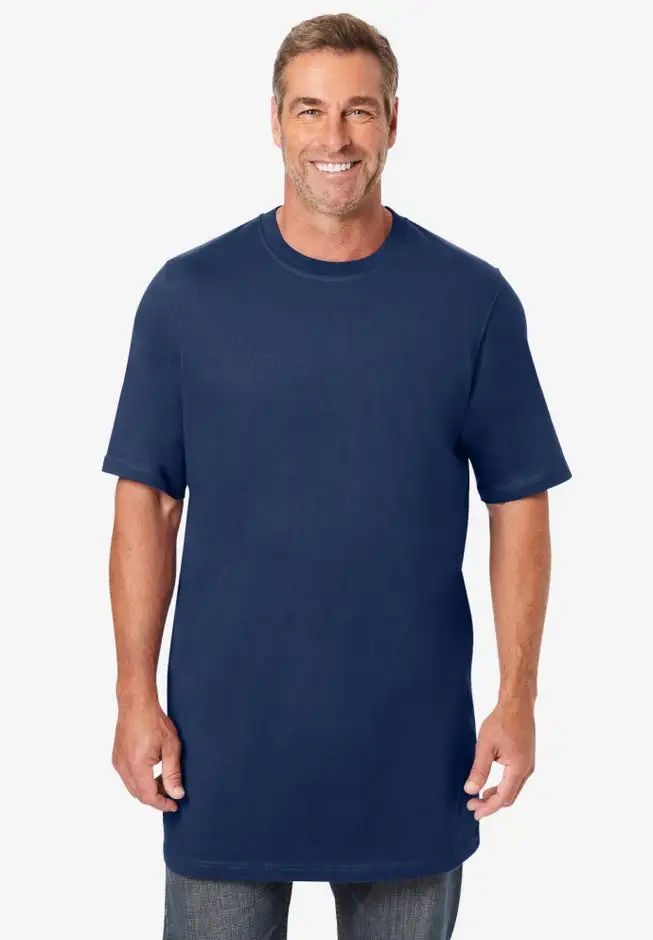 Shrink-Less Lightweight Longer-Length Crewneck T-Shirt