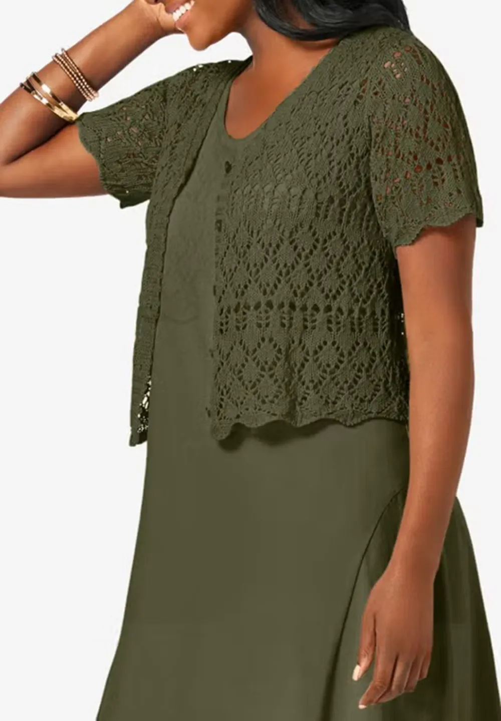 Solid Color Crochet Cardigan