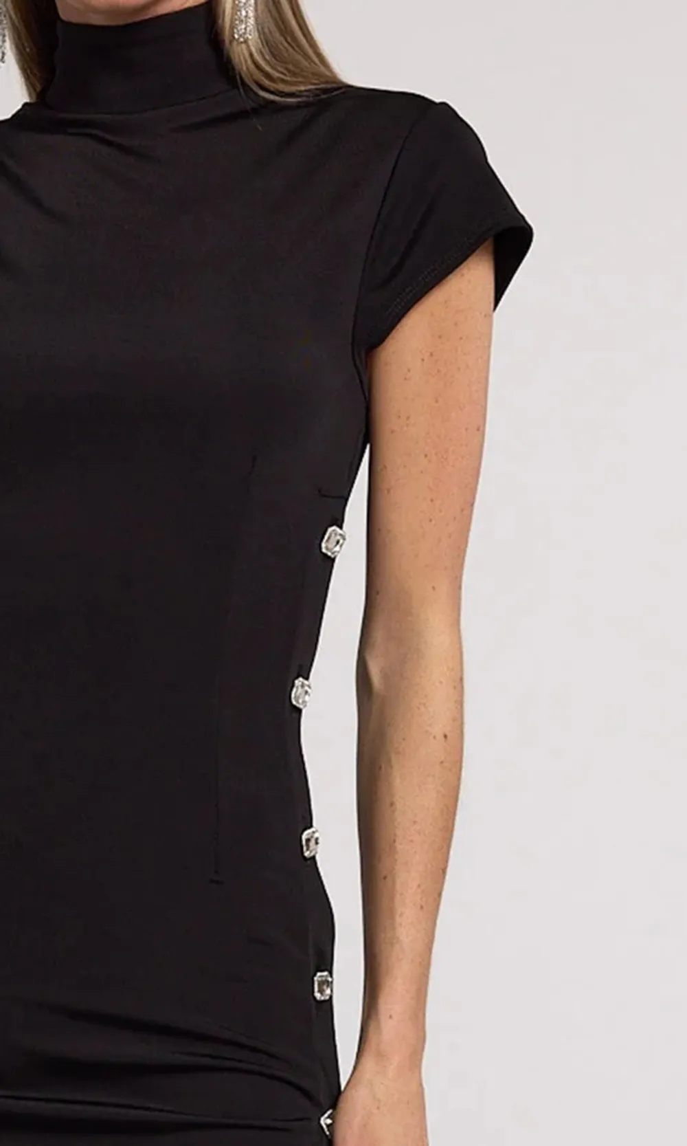 Black Chinese Mid-Length Dress