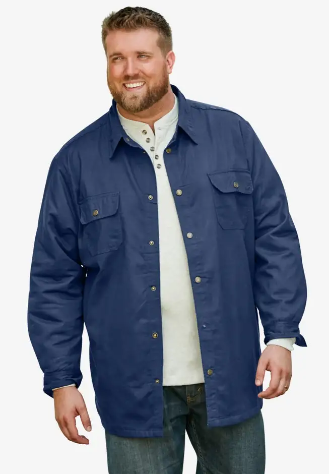 Flannel-Lined Twill Shirt Jacket