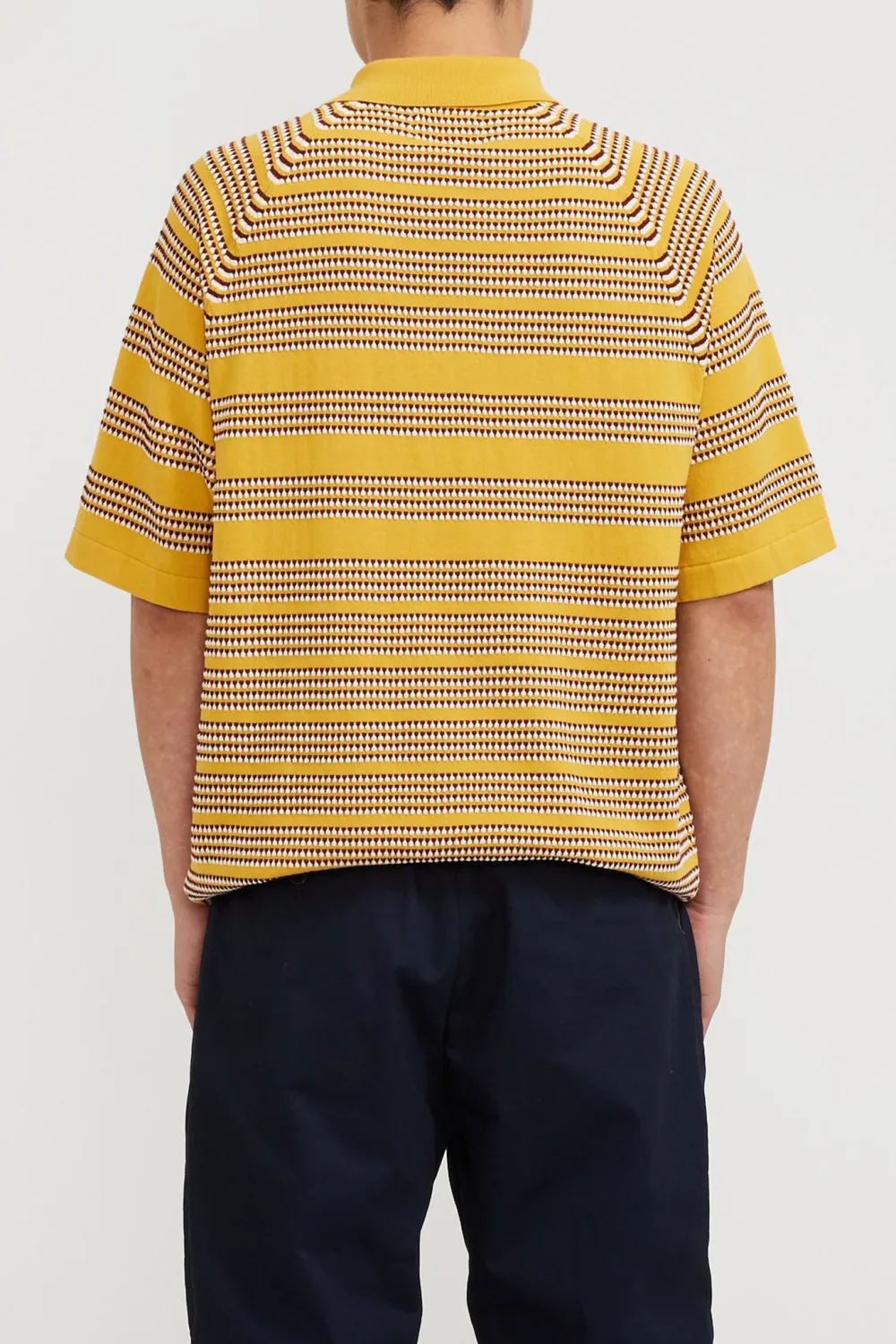 Half Zip Knit Polo Jacquard Yellow