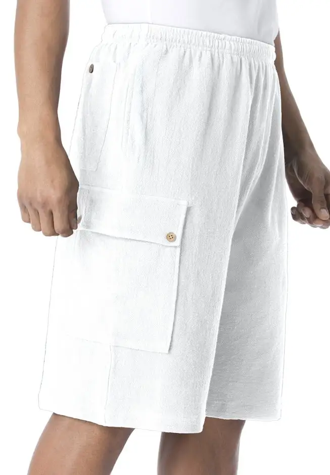 Full Elastic Waist Gauze Cargo Shorts