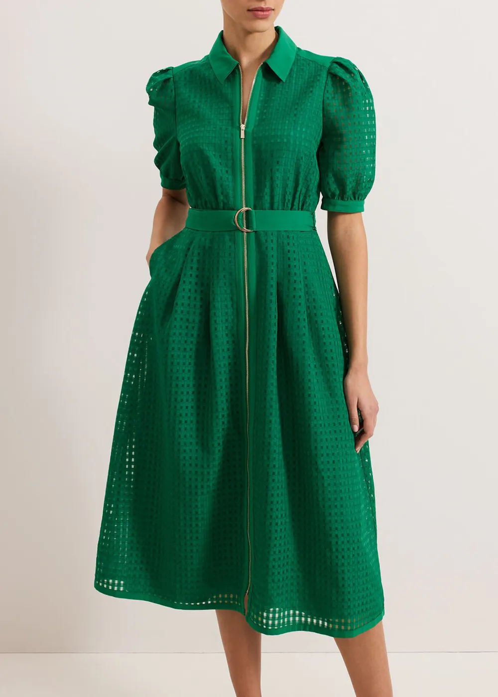 Fashion Hollow Texture Bubble Short Sleeve Dress