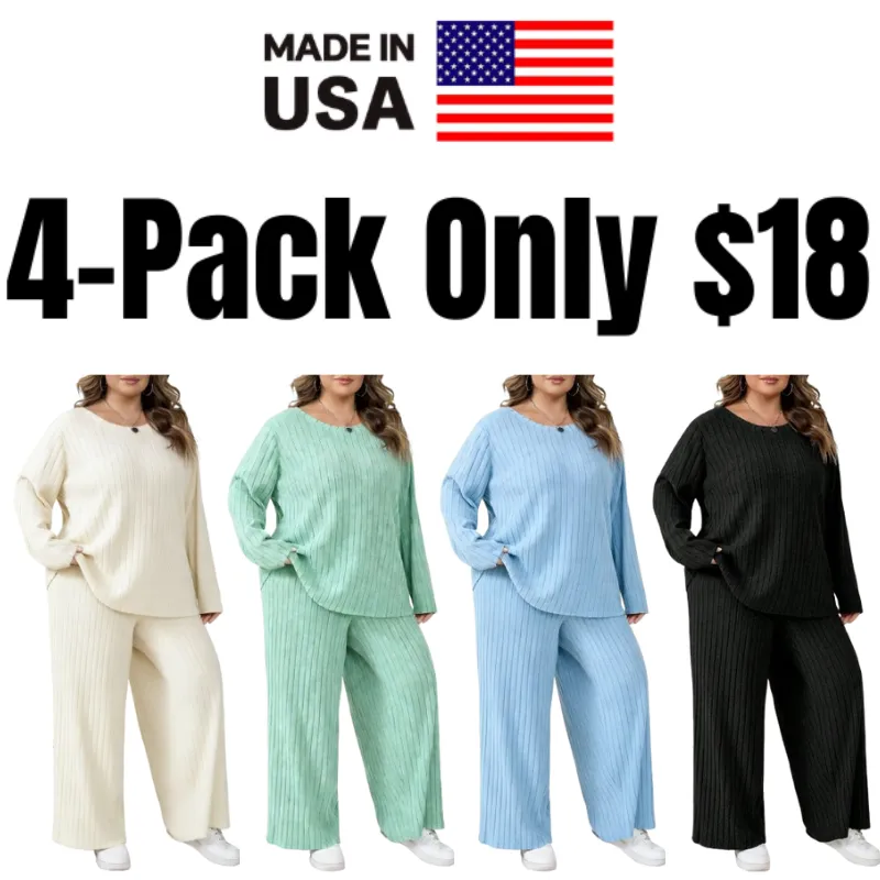 Plus Size Women's Casual Two-Piece T-Shirt & Pants Set