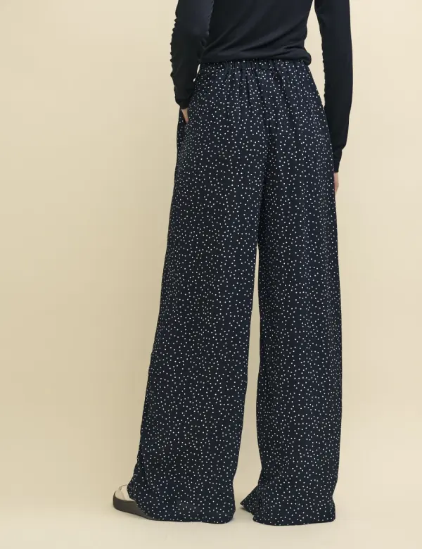 Black Spot Print Full Length Trouser