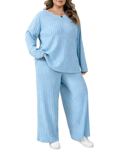 Plus Size Women's Casual Two-Piece T-Shirt & Pants Set