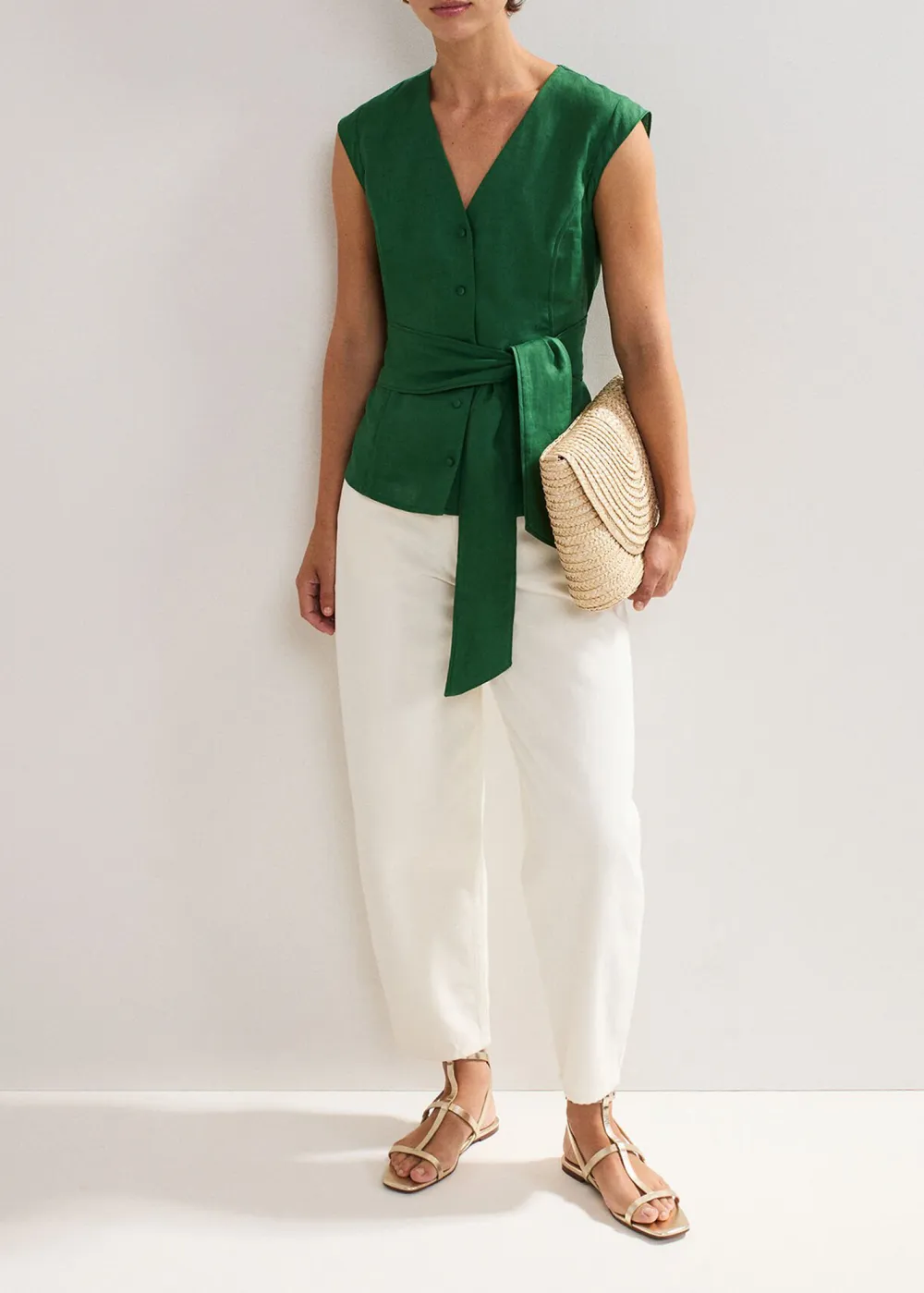 Minimalist Lightweight Sleeveless Lace-Up Shirt