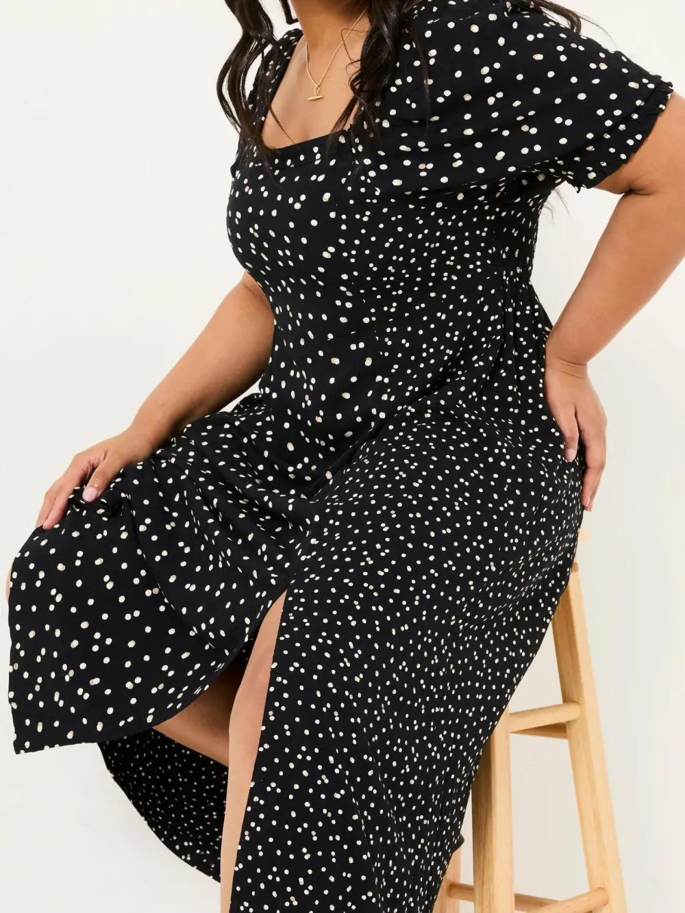 Black Floral Milkmaid Midi Dress