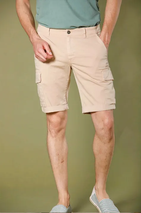 Men'S Slim Fit Cotton Light Khaki Shorts