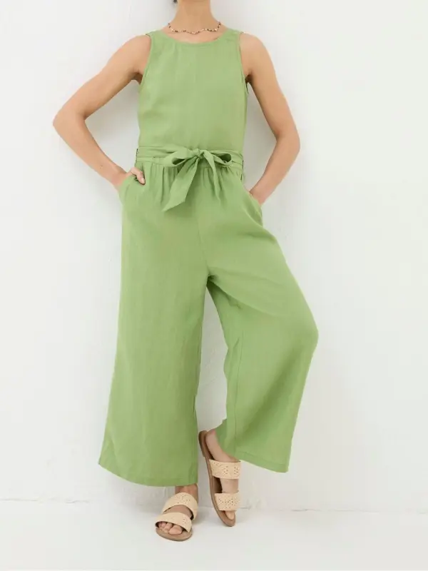 Green Linen Jumpsuit