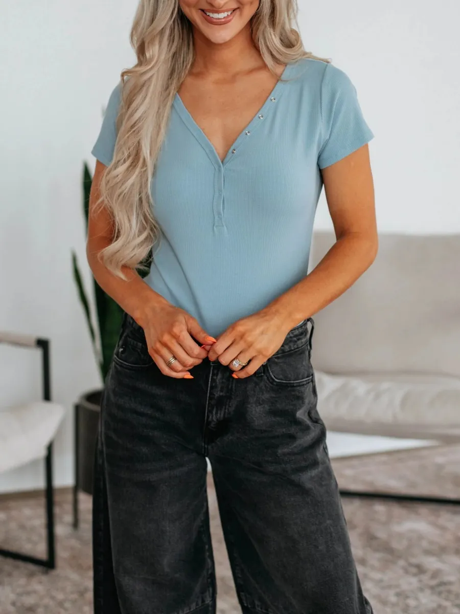 V-Neck Short Sleeve Bodysuit