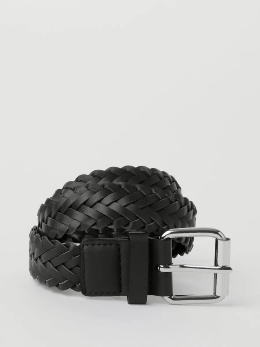 Sleek Black Woven Belt