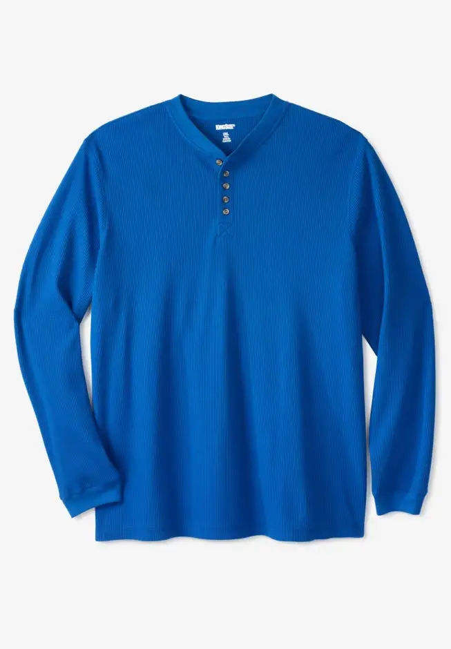 Waffle-Knit Thermal Henley Tee