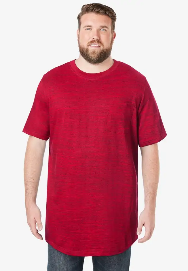 Shrink-Less Lightweight Longer-Length Crewneck Pocket T-Shirt