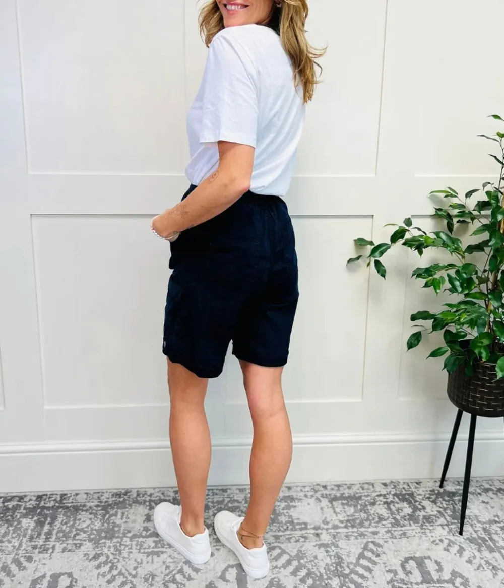 Black Long Cargo Shorts