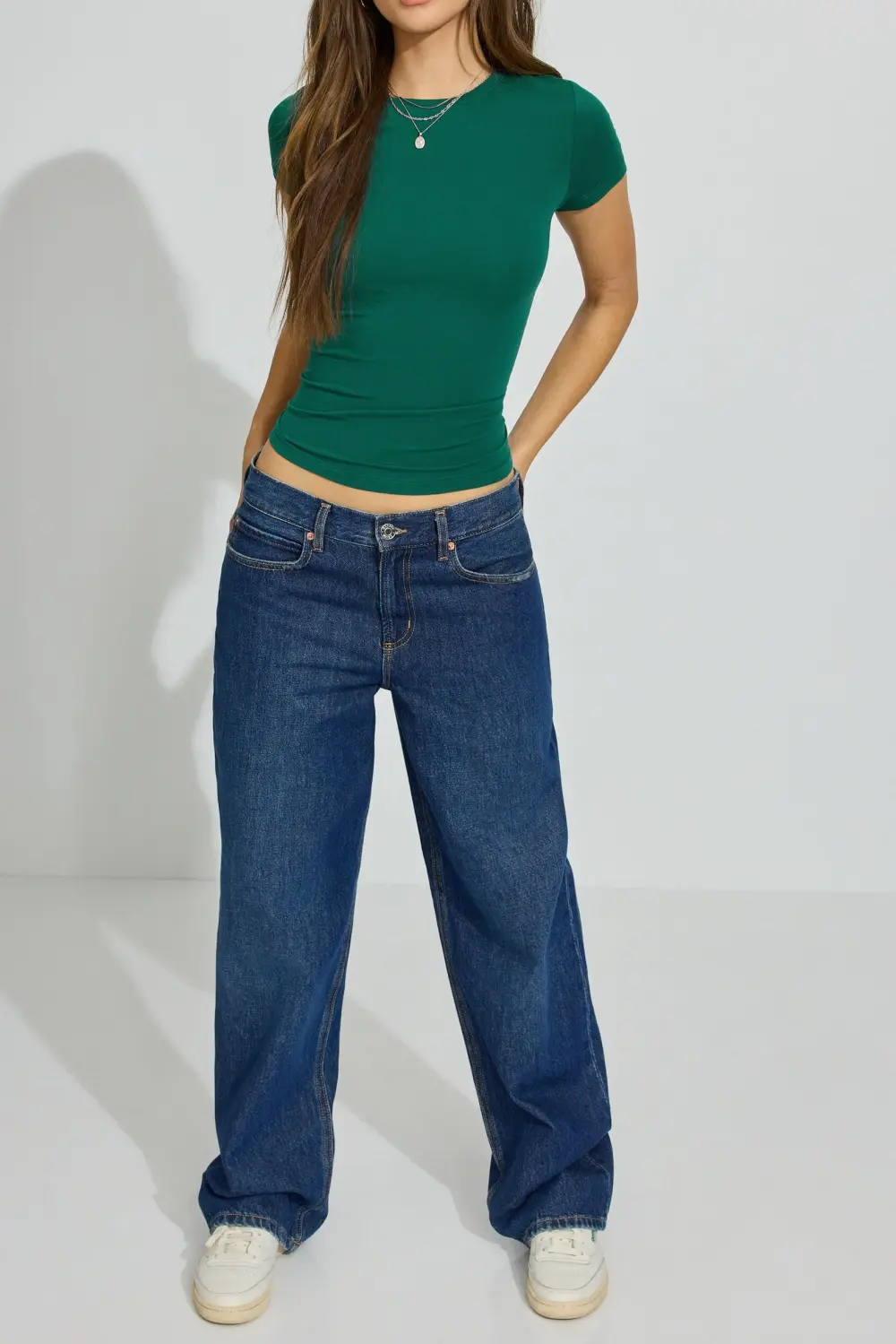 Green Short Sleeve Fitted Crop Tee