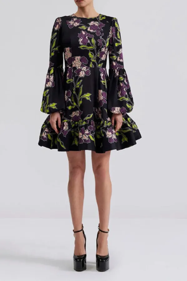 Floral Patterned Flare Mini Dresses