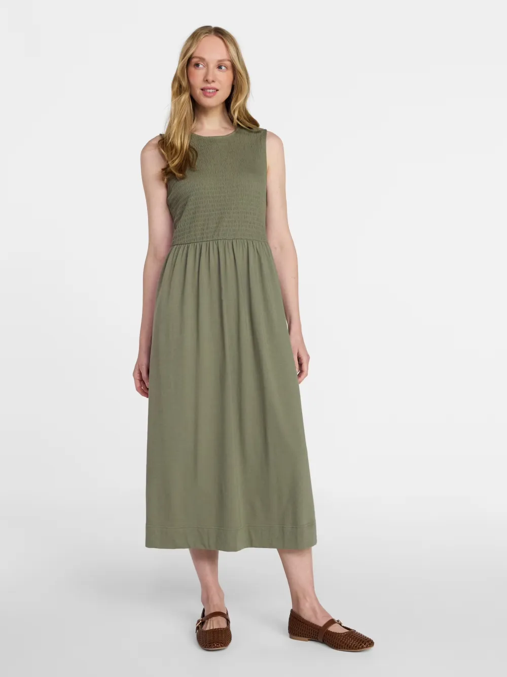 Women's Sleeveless Smocked Knit Dress, Sizes XS-5XL