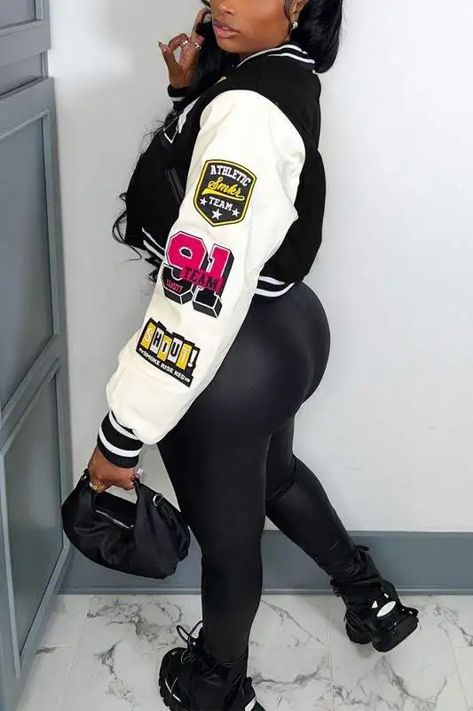 Apex Two-Tone Cropped Varsity Jacket