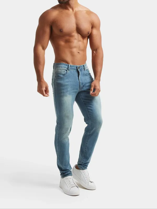 Light Blue Casual Daily Athletic Jeans