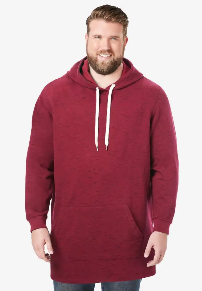 Fleece longer-length pullover hoodie
