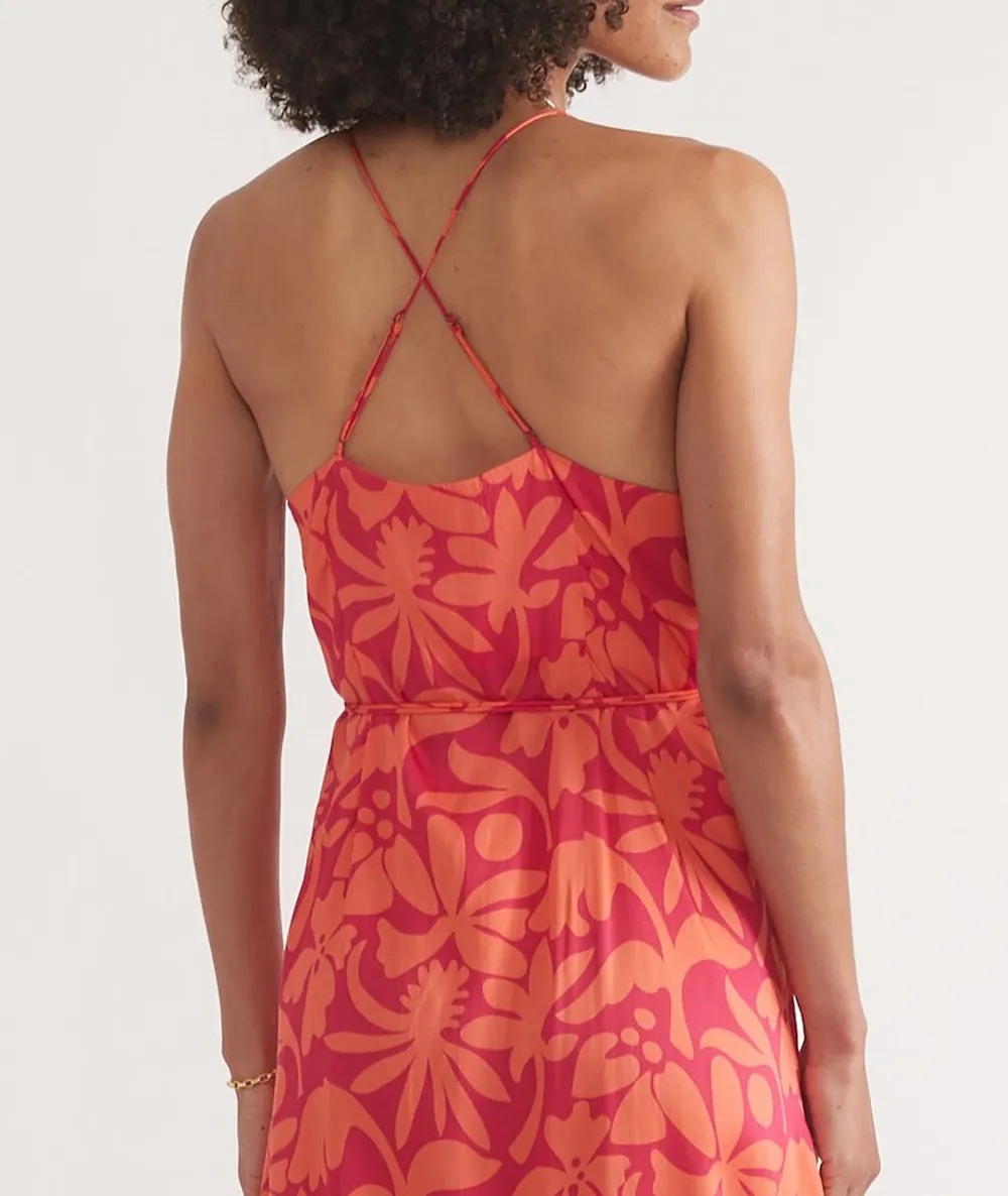 Coral Floral Wrap Maxi Dress