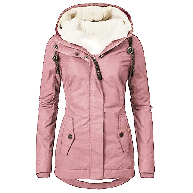 Women's Winter Warm Waterproof Parka - Full-Zip Hooded Puffer Coat