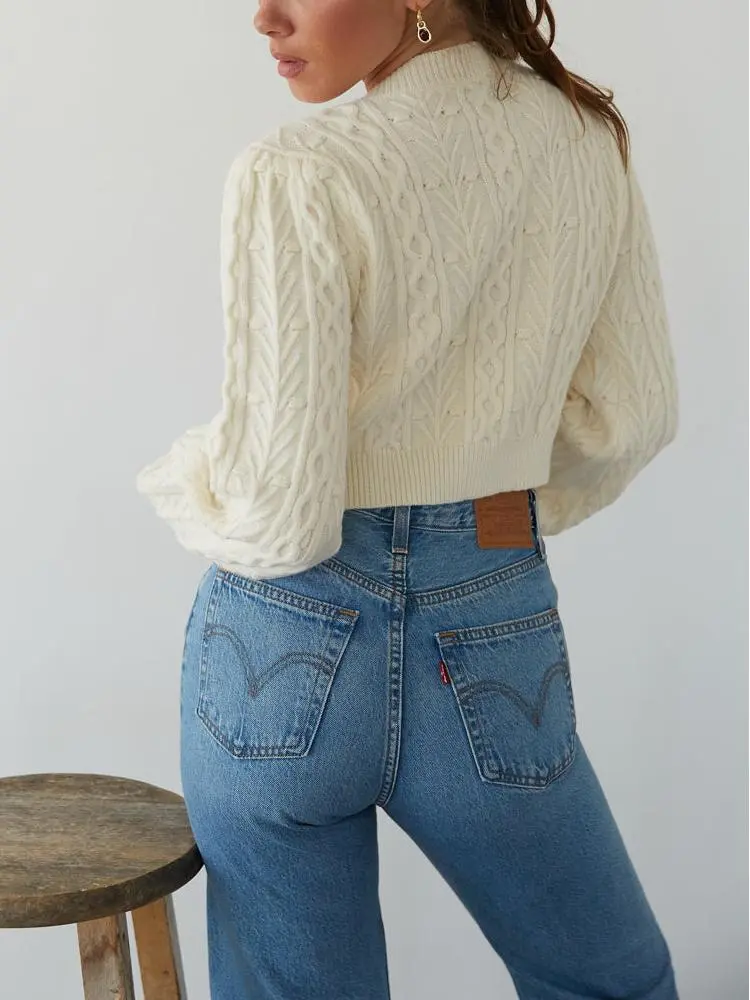 Florence Cable Knit Bow Cardigan