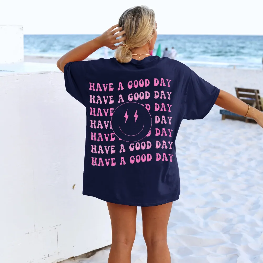 Good Day Repeating Print Short Sleeve Tee