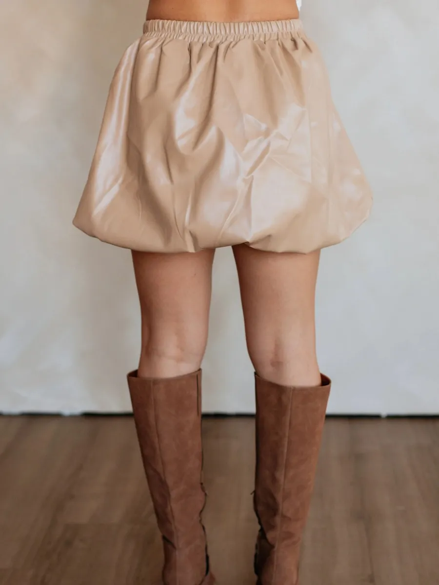 Faux Leather Bubble Skirt