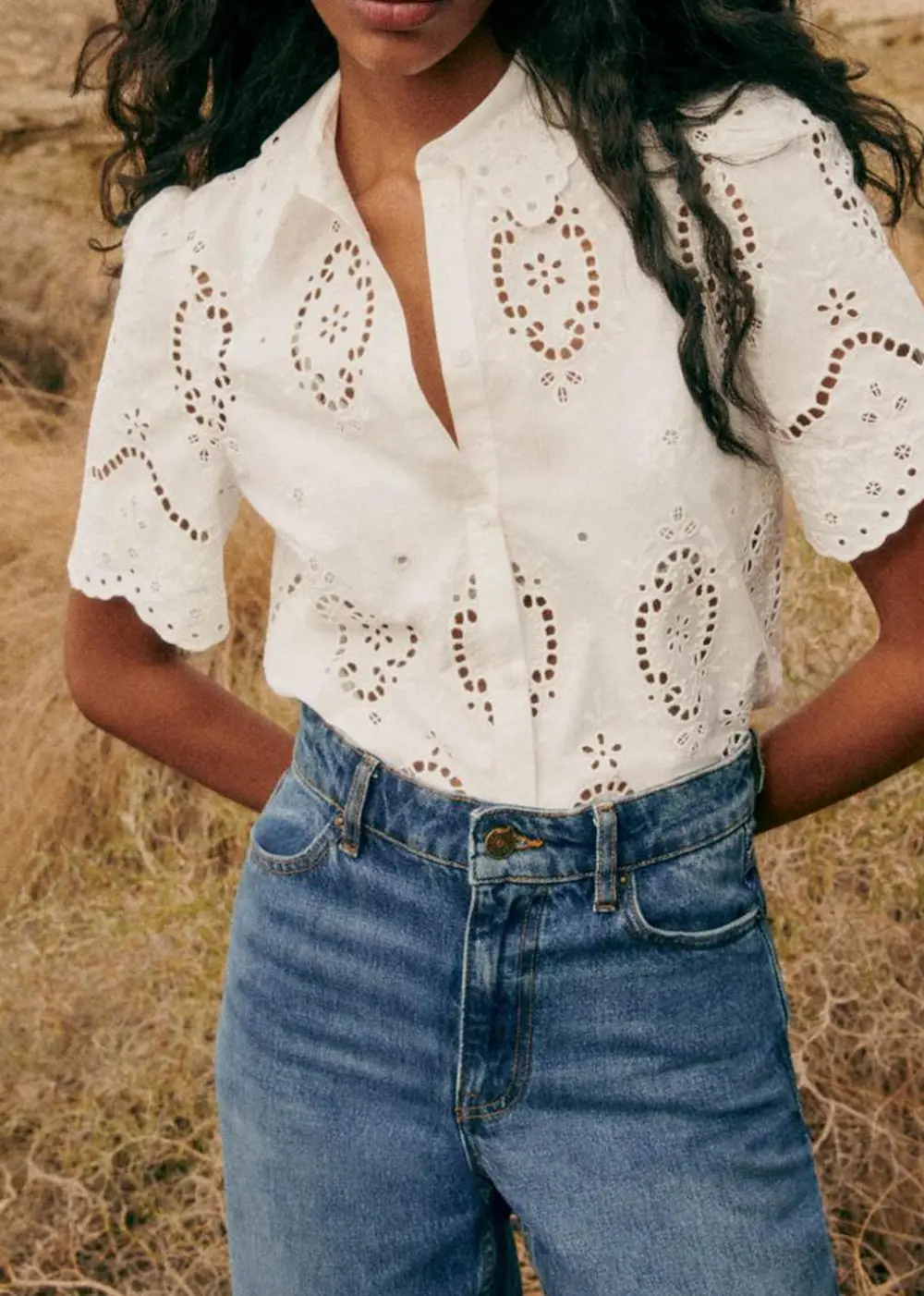 Short Sleeved Embroidered Shirt
