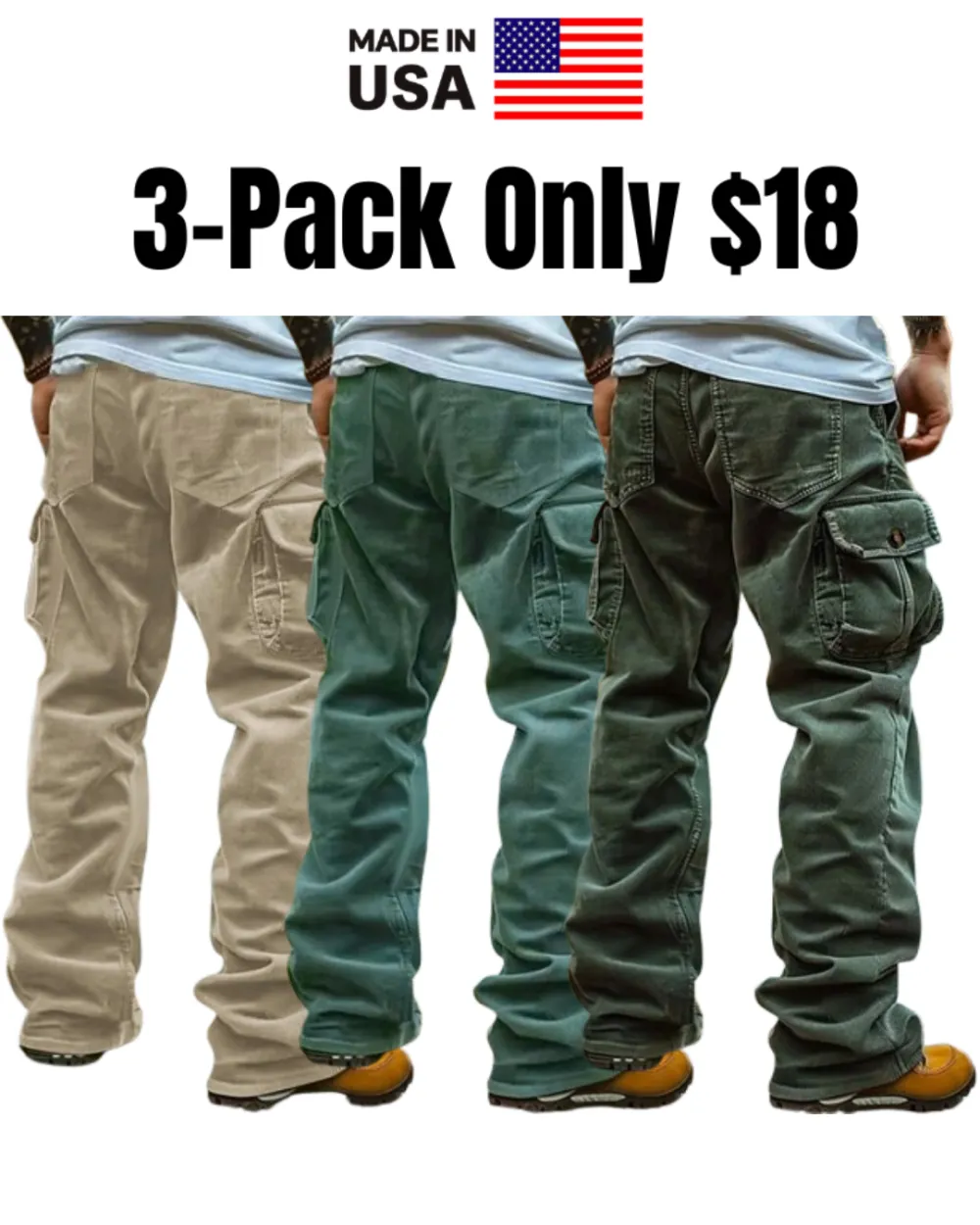 Men's Straight Leg Casual Corduroy Cargo Pants