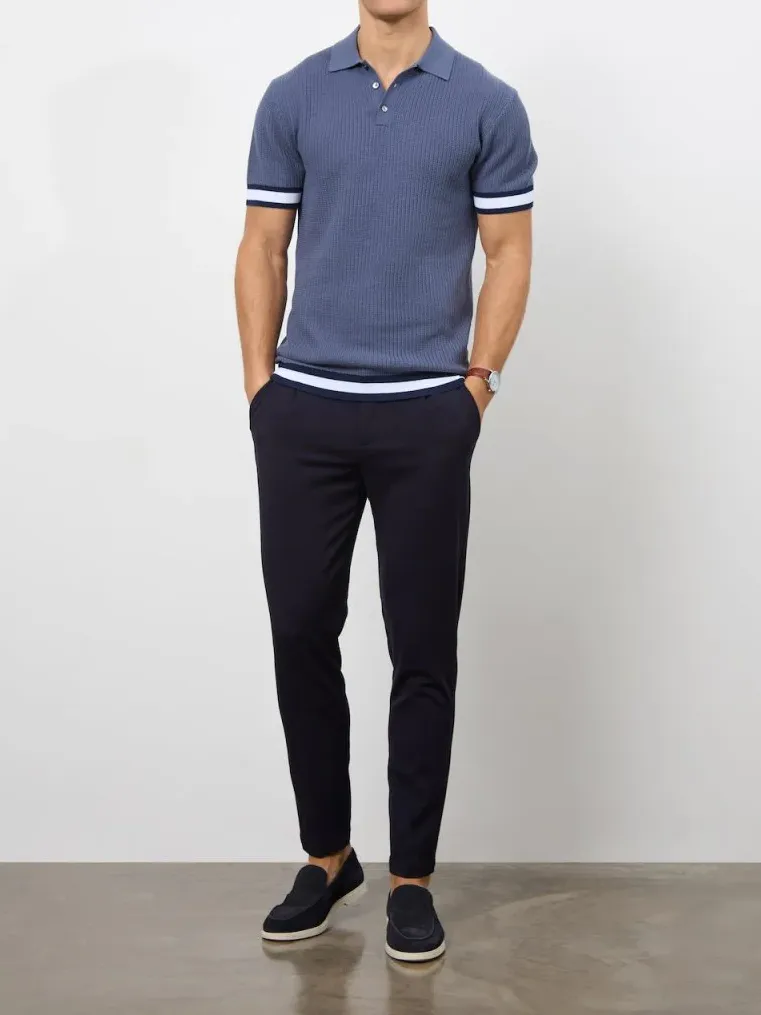 Slate Blue Soft Simple Athletic Polo Shirt