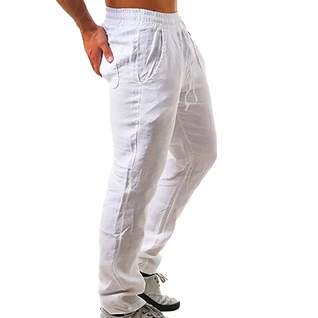 Men's Slim Fit Micro-Elastic Linen Trousers