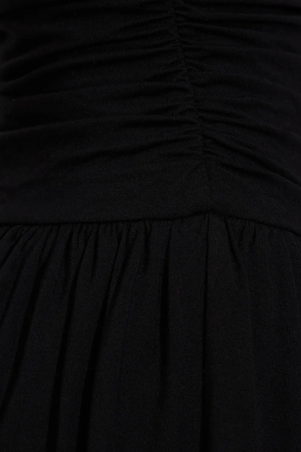 Ruched Strapless Black Mini Dress