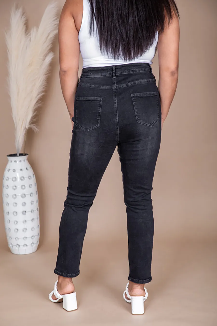 Black Vintage Straight Leg Jeans