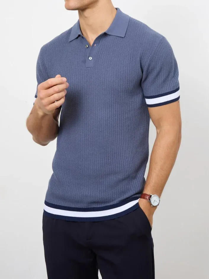 Slate Blue Soft Simple Athletic Polo Shirt
