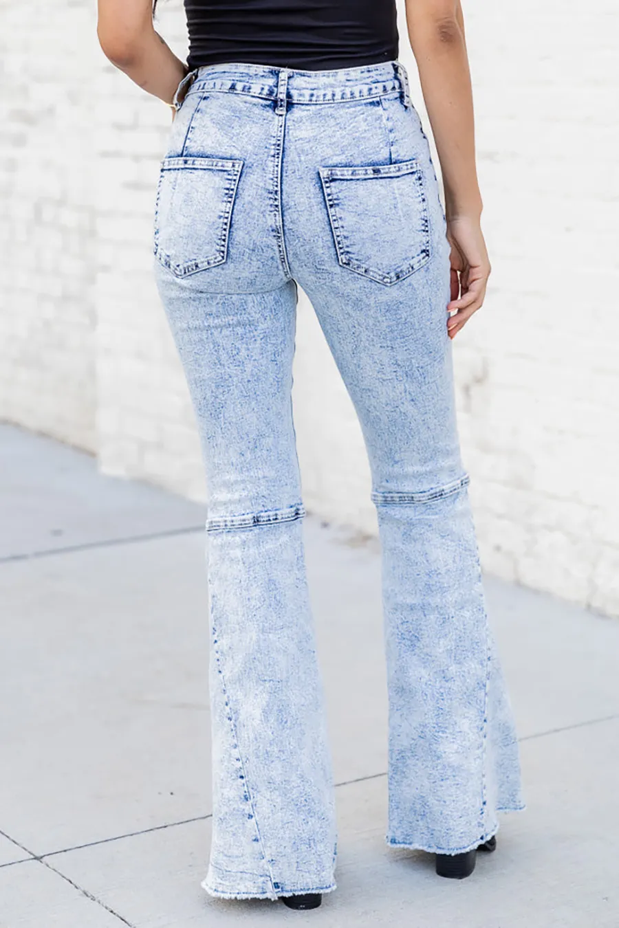Acid Wash High Waisted Flare Jeans