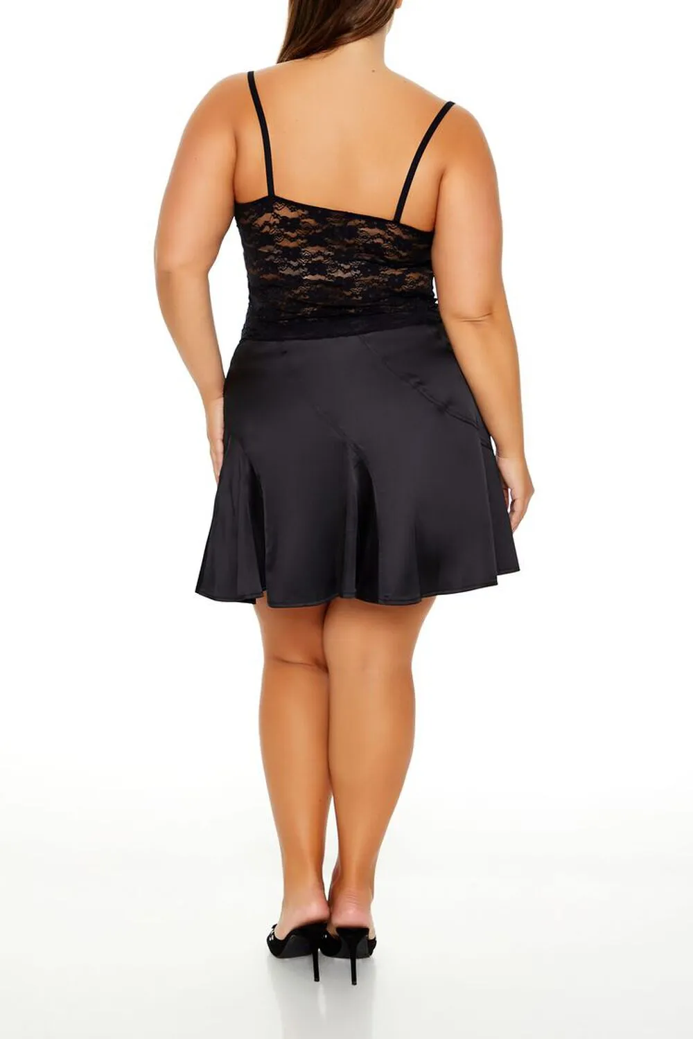 Plus Size Satin Mini Skirt